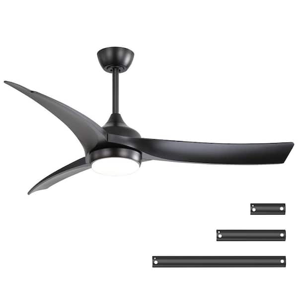 CACI Mall 52 in. Indoor/Outdoor Integrated LED Black Ceiling Fan with Light Kit and Remote Control