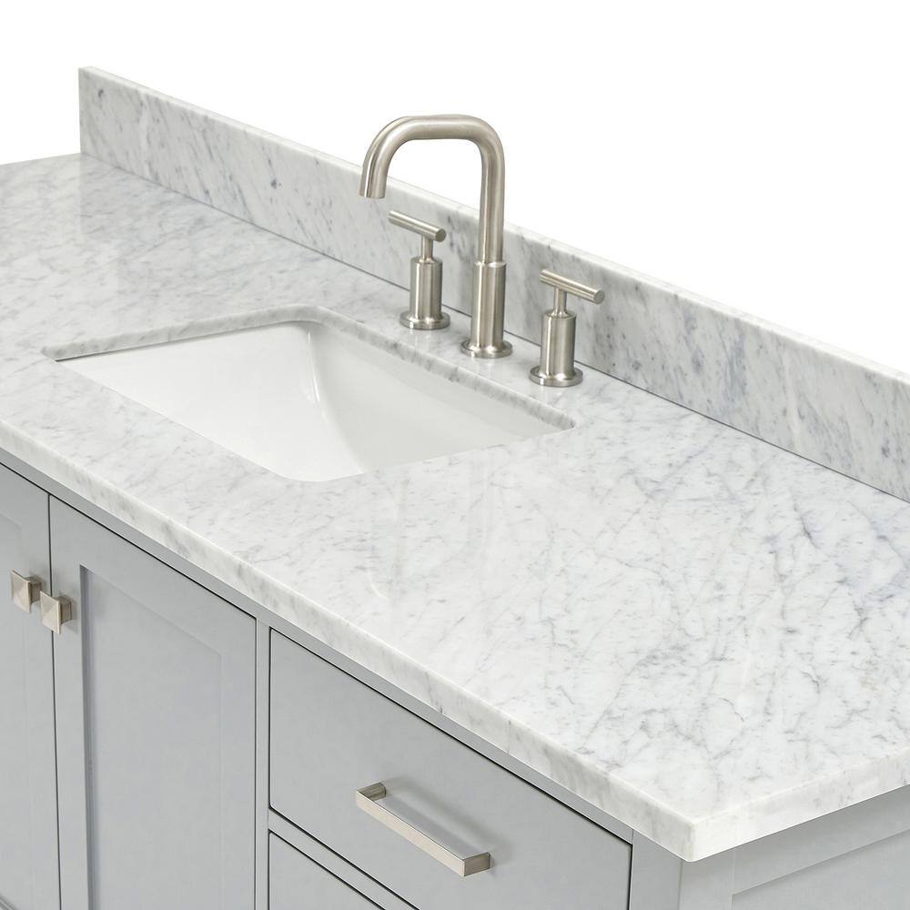Cambridge 67" Gray Wood Vanity with Carrara Marble Top