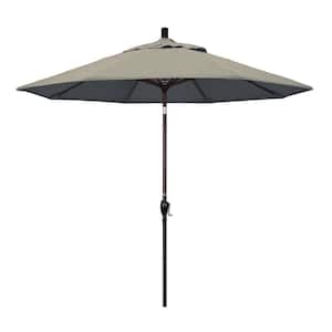9 ft. Outdoor Market Patio Umbrella Bronze Aluminum Pole Aluminum Ribs Push Tilt Crank Lift in Sunbrella
