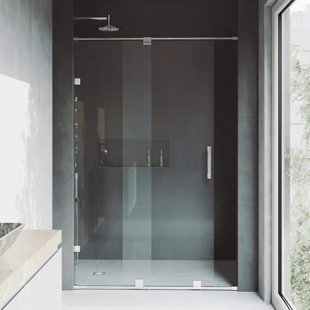 Ryland 60" Frameless Chrome Sliding Shower Door with Clear Glass