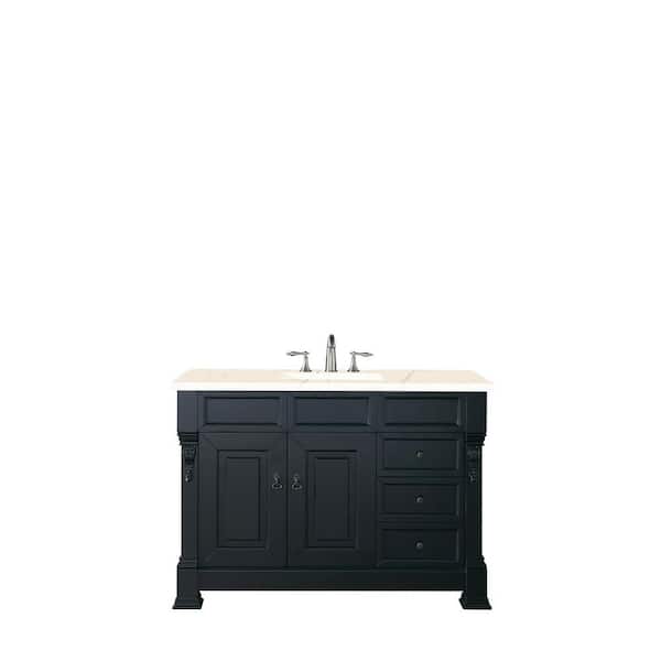 James Martin Vanities Brookfield 48 in. W x 23.5 in. D x 34.3 in. H Bath Vanity in Antique Black with Eternal Marfil Quartz Top