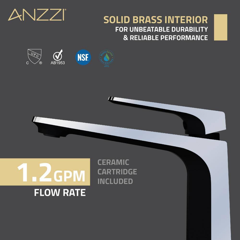 Matte Black and Chrome Single Handle Bathroom Faucet