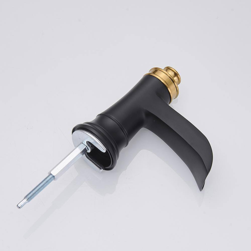 Gold and Black Widespread Double Handle Waterfall Faucet