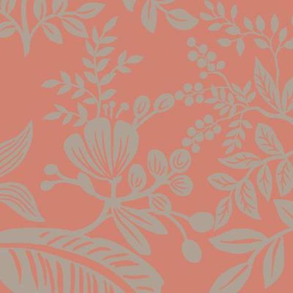 Canopy Lush Tropical Leaves 27' x 27" Black and Rose Wallpaper Roll
