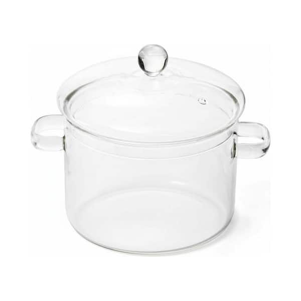 7 in. 2-Liter Borosilicate Glass Saucepan with Lid Heat Resistant Clear Simmer Pot Stovetop Safe Soup Milk Tea