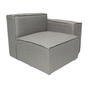 Gray Fabric Right Arm Rest Side Chair with Solid Wood