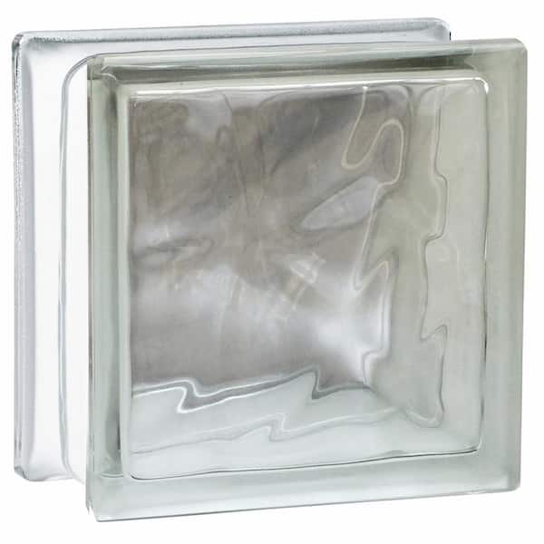 Seves Nubio 4 in. Thick Series 12 in. x 12 in. x 4 in. (Actual 11.75 x 11.75 x 3.88 in.) Wave Pattern Glass Block