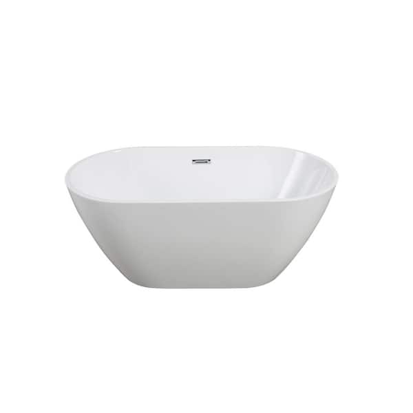 67 in. x 29.53 in. Acrylic Double Slipper Freestanding Soaking Bathtub with Chrome Overflow and Drain in Glossy White