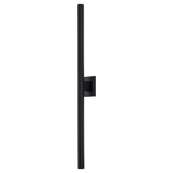 C Cattleya 38 in. Black 2-Light 46-Watt Dimmable LED Outdoor Hardwired Wall Lantern Sconce with Frosted Glass Diffuser