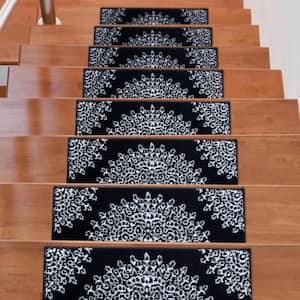 Navy 9 in. x 28 in. Stair Tread Cover (Set of 7)