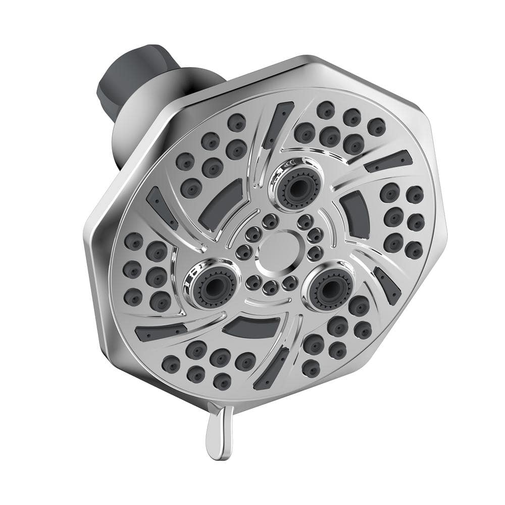 Glacier Bay Fairpark 5-Spray Patterns with 4.7 in. Tub Wall Mount Single Fixed Shower Head in Brushed Nickel
