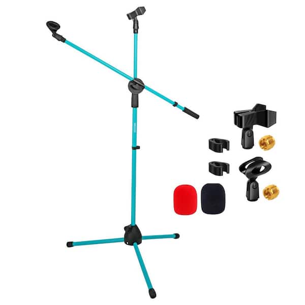 Adjustable 31 in.-76 in. Tall Microphone Stand Tripod Floor in Sky Blue