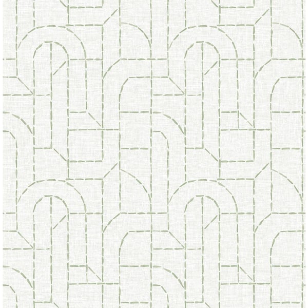 A-Street Prints Integrity Light Green Arched Outlines Wallpaper Sample