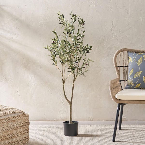 Unbranded 3.9 ft. Artificial Olive Tree in Pot for Interior Decor, Living Room, Study, Porch, Office, Entryway
