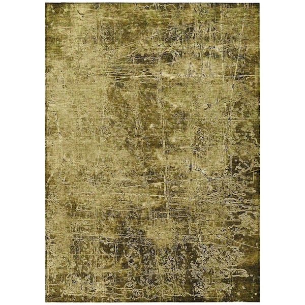 Green 10 ft. x 14 ft. Woven Abstract Rectangle Indoor/Outdoor Area Rug