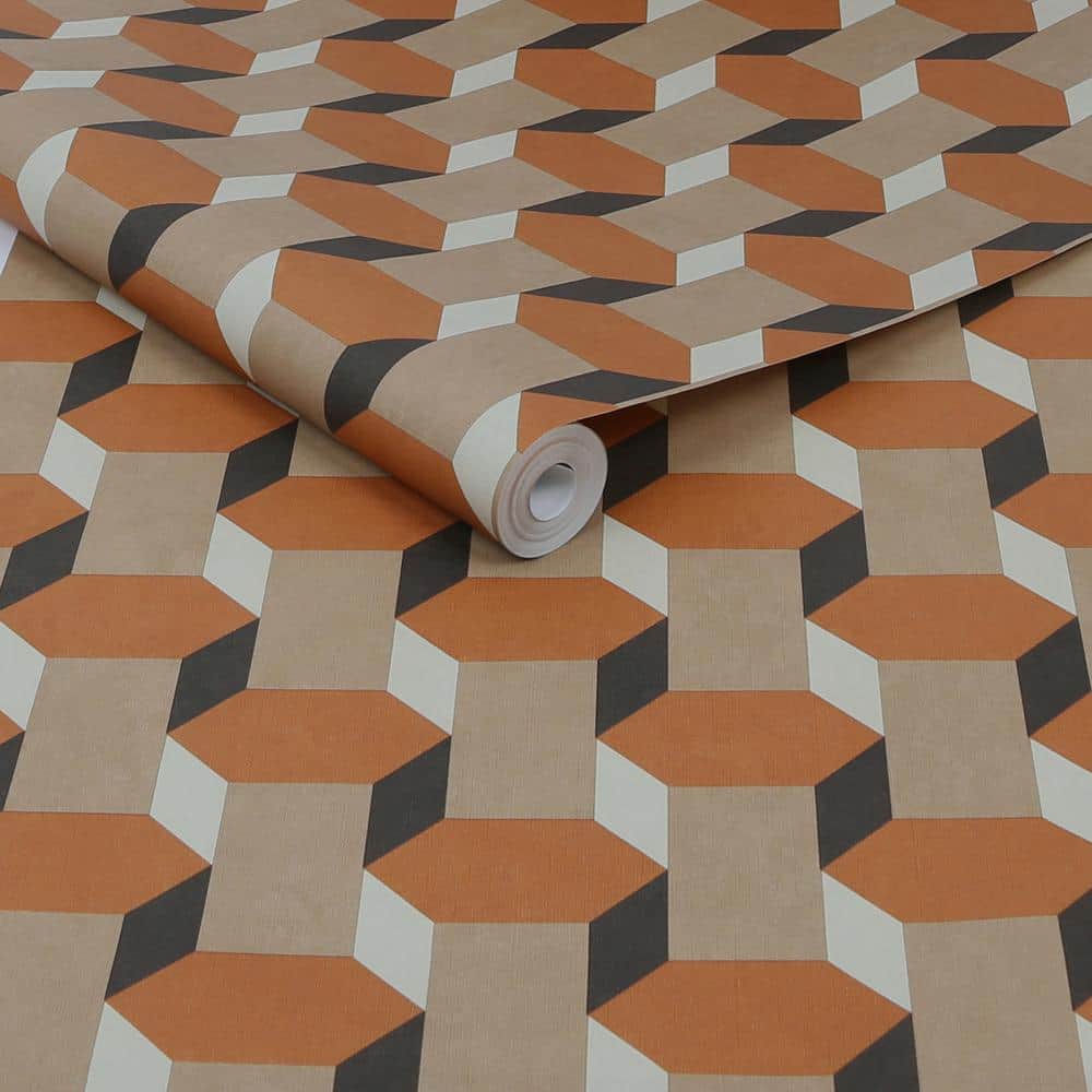 Vintage Geometrics Brown Matte Non-Pasted Vinyl Wallpaper