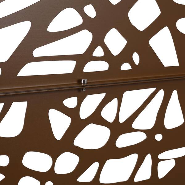 Sudzendf Brown Outdoor Indoor Metal Privacy Screen Freestanding Decorative Screen for Deck Balcony Patio for Outside Lawn Garden