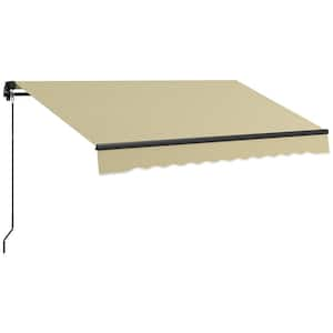 Outdoor 8 ft. x 6.5 ft. Retractable Awning with Manual Crank Handle, 280gsm UV Resistant Fabric and Aluminum Frame-Beige