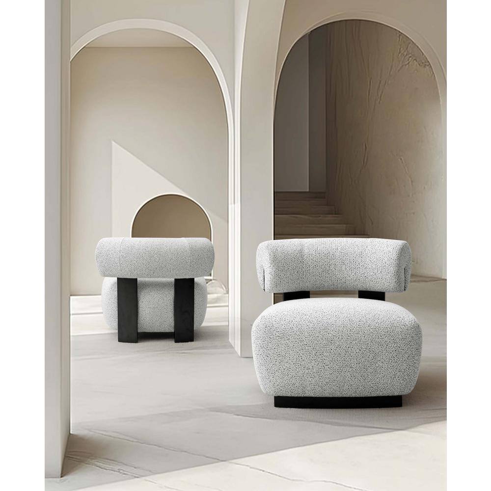 Bartow Black and White Faux Leather Barrel Accent Chair