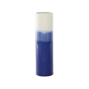 17 in. Blue Ombre Ceramic Decorative Vase