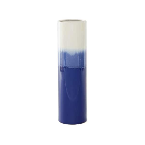 Litton Lane 17 in. Blue Ombre Ceramic Decorative Vase
