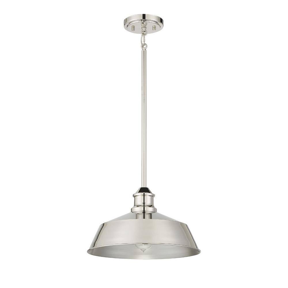 Polished Nickel Vintage Industrial 1-Light Pendant