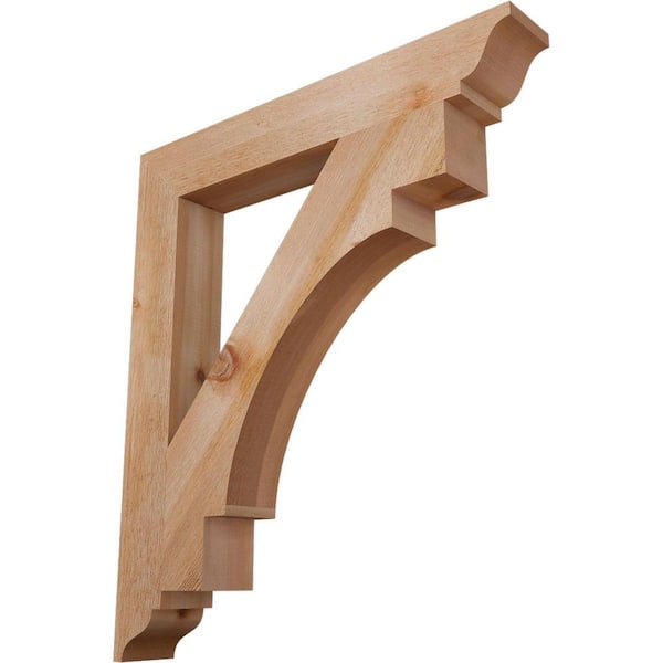 Ekena Millwork 4 in. x 32 in. x 28 in. Western Red Cedar Merced Traditional Rough Sawn Bracket