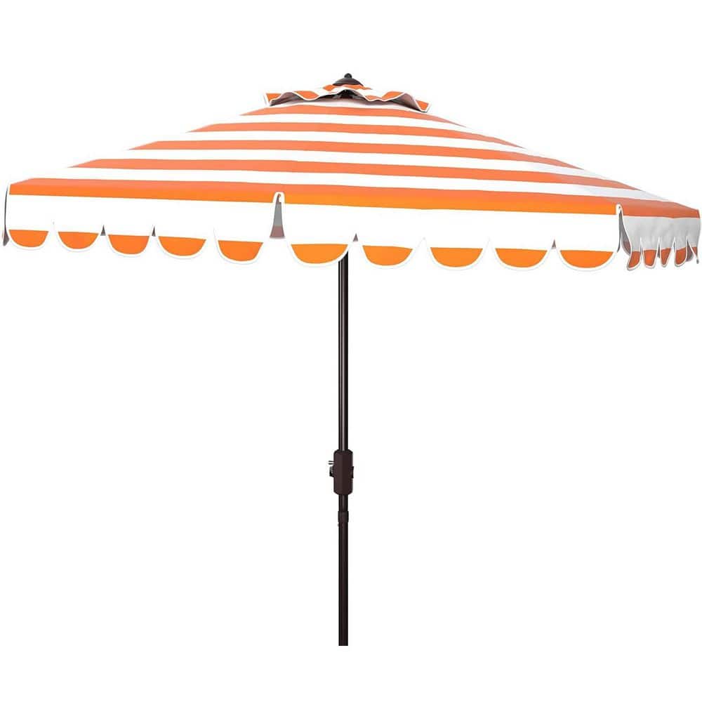 9 ft. Aluminum Market Tilt Patio Umbrella in Orange and White Striped