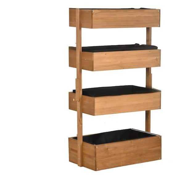 31.50 in. L x 17. 80 in. W x 56.00 in. H Vertical Garden Pot, Wooden 4-Level Pot, Non-Woven Fabric Brown Raised Beds
