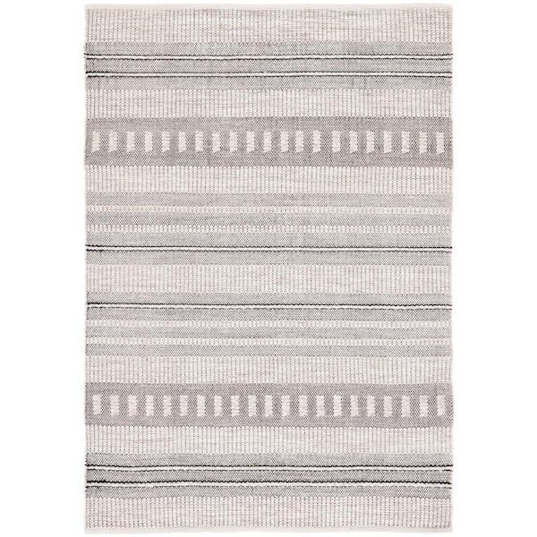 SAFAVIEH Natura Gray/Black Doormat 3 ft. x 5 ft. Abstract Striped Area Rug