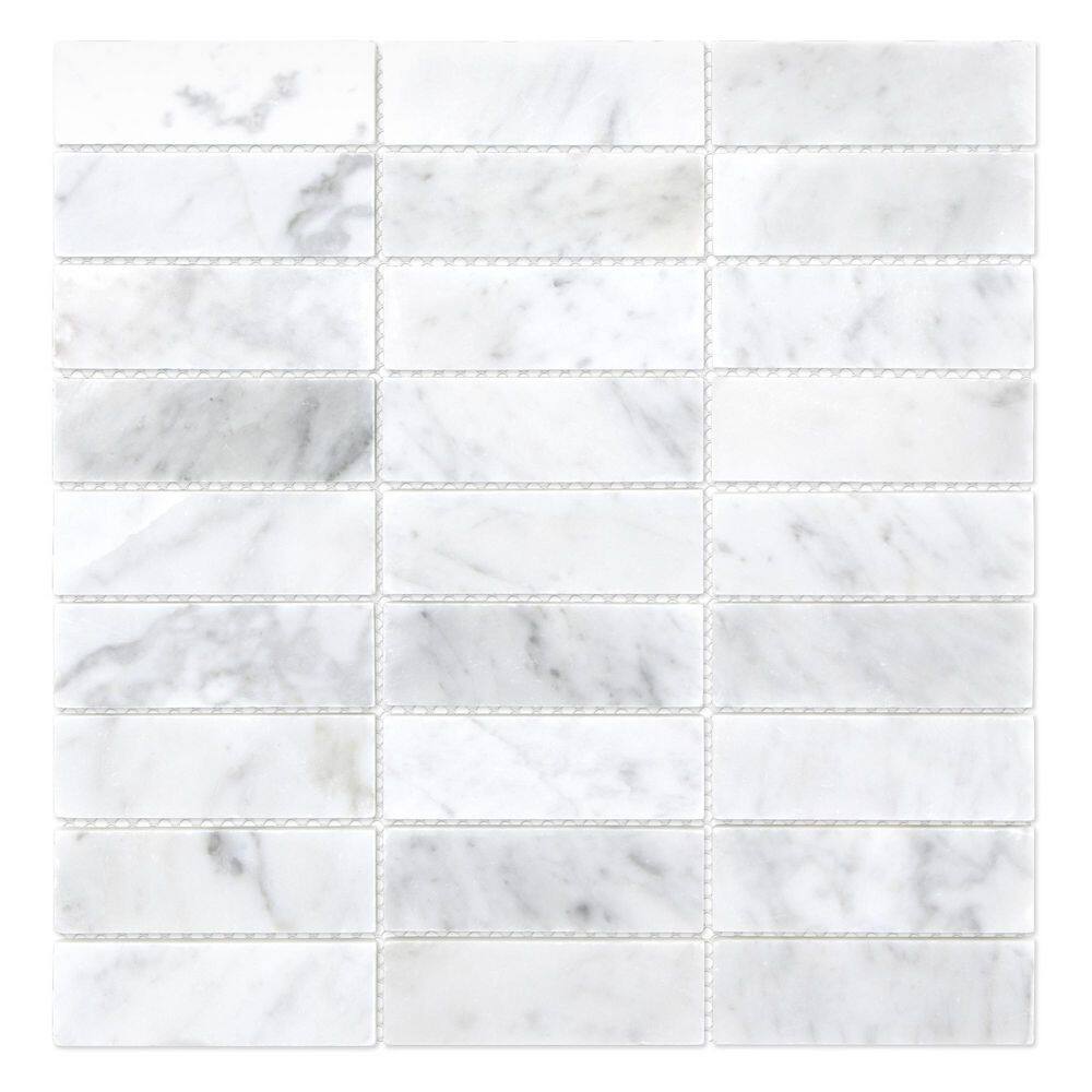 Subway Carrara White 12 in. x 12.4 in. Brick Joint Honed Marble Floor and Wall Mosaic Tile (5.2 sq. ft. /Case) price history on PriceWatchPro