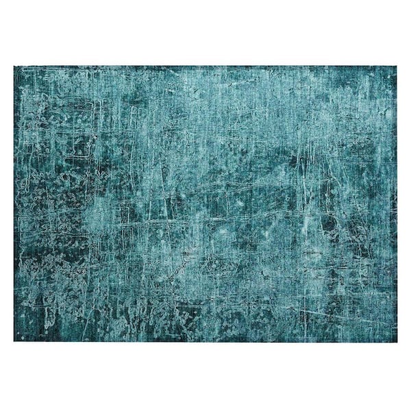 Teal 2 ft. x 3 ft. Woven Abstract Rectangle Indoor/Outdoor Area Rug