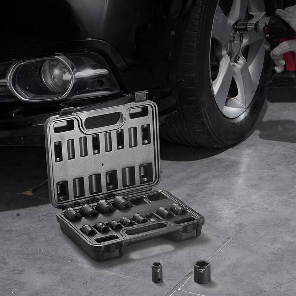 3/8 in. Impact Sockets Set 6-Point Drive Bit Ratchet Tool Kit Case (14-Piece)