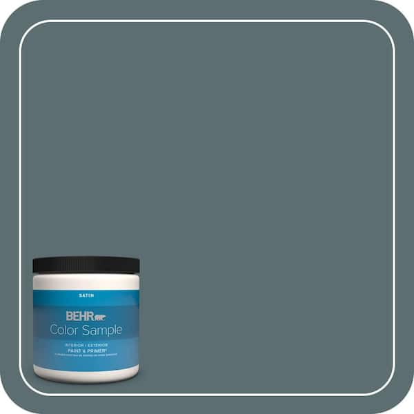 BEHR PREMIUM PLUS 8 oz. #ECC-58-3 Unreal Teal Satin Enamel Interior/Exterior Paint & Primer Color Sample