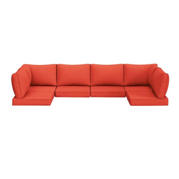 25.6 in. x 25.6 in. x 4 in. (14-Piece) Deep Seating Outdoor Sectional Cushion Corner Set orange