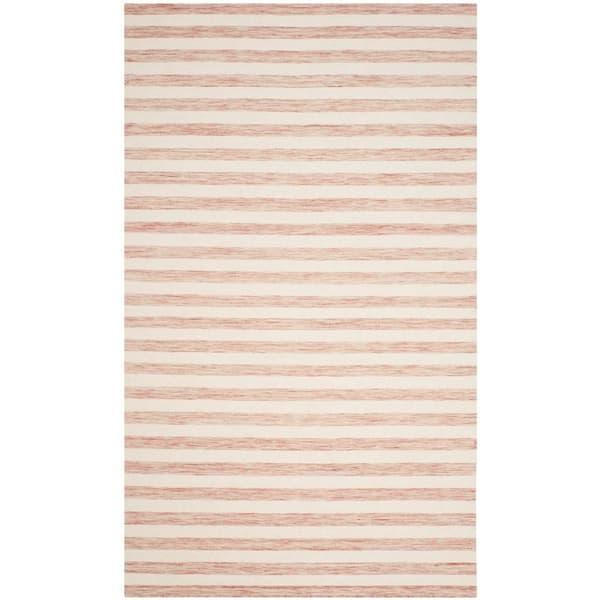SAFAVIEH Dhurries Rust/Ivory 4 ft. x 6 ft. Striped Area Rug