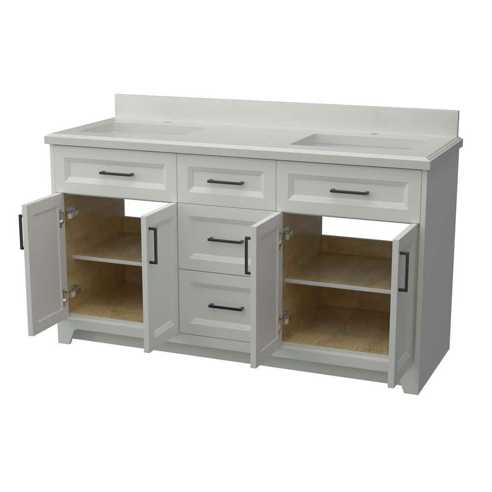 60 in. W x 21.5 in. D x 33.5 in. H Freestanding Bath Vanity in White with W