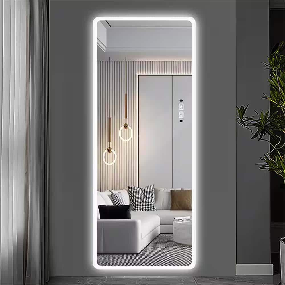 21 in. W x 65 in. H Rectangle Frameless Full Length Mirror Lighted Vanity B