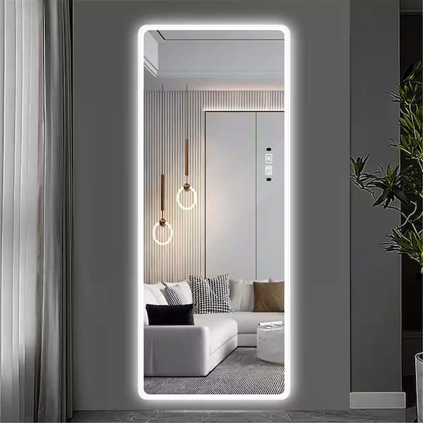 Unbranded 21 in. W x 65 in. H Rectangle Frameless Full Length Mirror Lighted Vanity Body Mirror, LED Bathroom Vanity Mirror