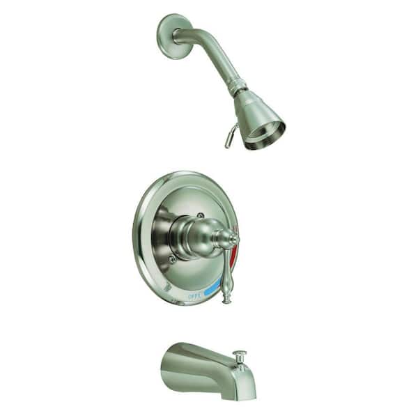 Design House Saratoga Single-Handle 2-Spray Tub and Shower Faucet in Satin Nickel (Valve Included)