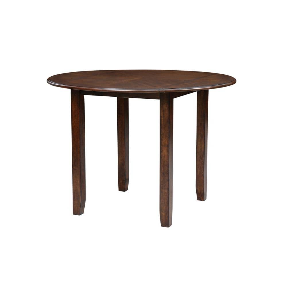Gia 42" Round Brown Cherry Wood Dining Set with 2 Chairs