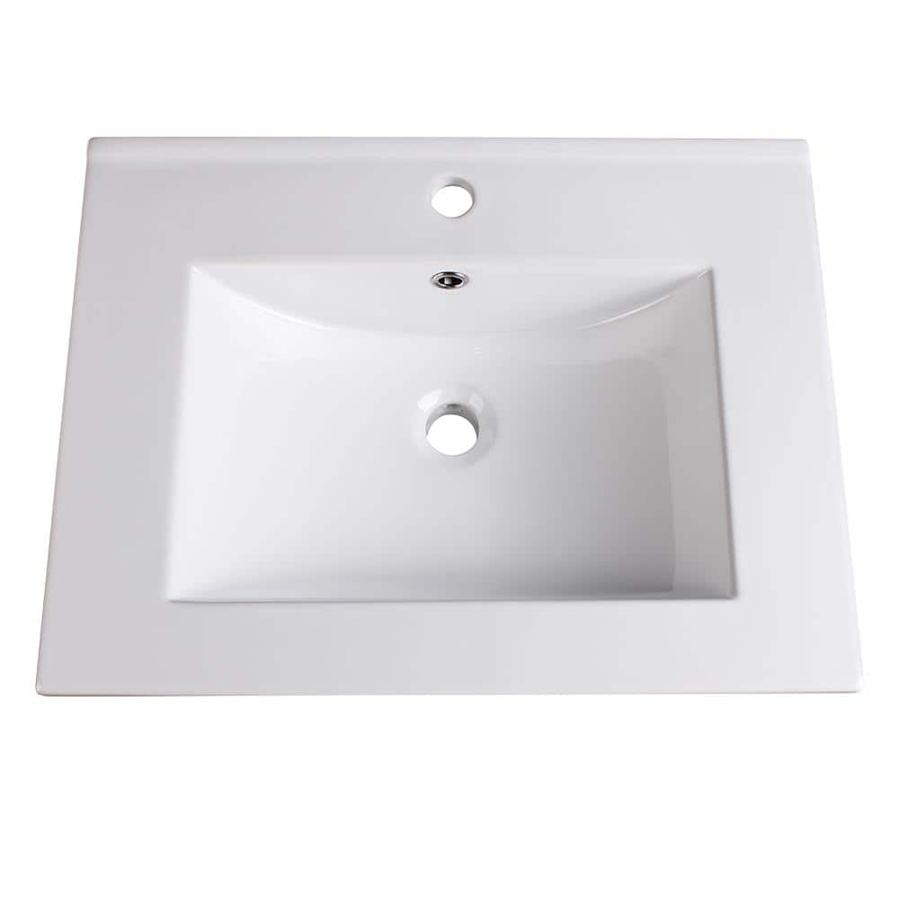 Fresca Torino 24 in. Drop-In Ceramic Bathroom Sink in White with Integrated Bowl