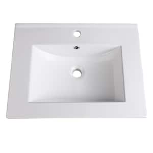 Torino 24 in. Drop-In Ceramic Bathroom Sink in White with Integrated Bowl