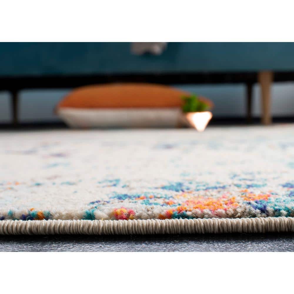 Luxe Cream/Orange Flat Woven Synthetic Area Rug, 72x18 in