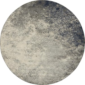 Passion Charcoal Ivory 8 ft. x 8 ft. Abstract Contemporary Round Rug