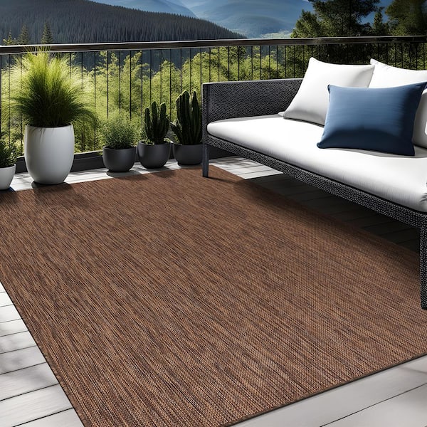 5 X 7 Gold Aloha Washable Solid Indoor Outdoor Area Rug