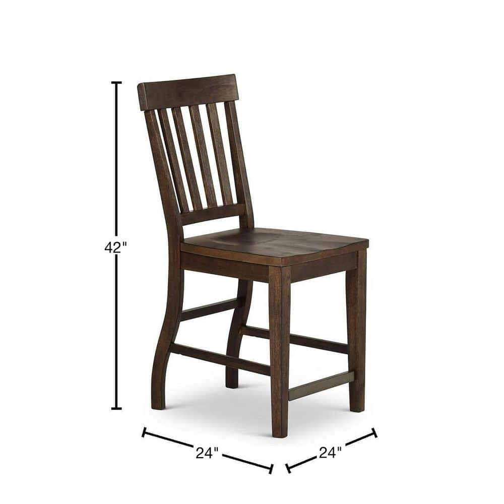 Elegant Transitional Dark Oak Wood Counter Stools, Set of 2