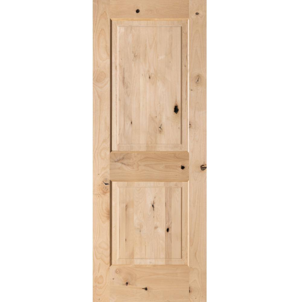 Krosswood Doors 30 in. x 80 in. Rustic Knotty Alder 2Panel Square Top Solid Wood Stainable