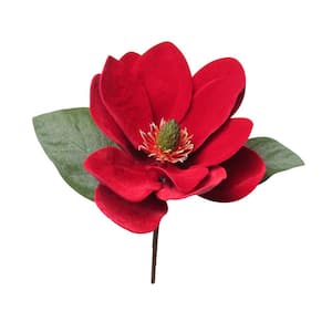 11 in. Artificial Red Magnolia Christmas Pick