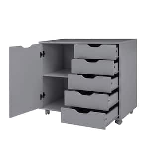Gray, 5-Drawer with Shelf, Office File Cabinets Wooden File Cabinets for Home Office Lateral File Cabinet